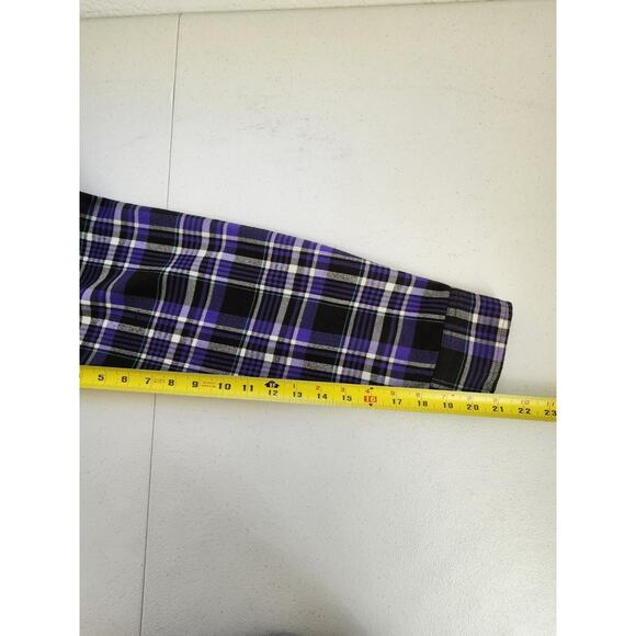 Born Scum Bottom Feeder Shirt Mens Medium Purple Black Plaid Flannel Button Down - Picture 14 of 16